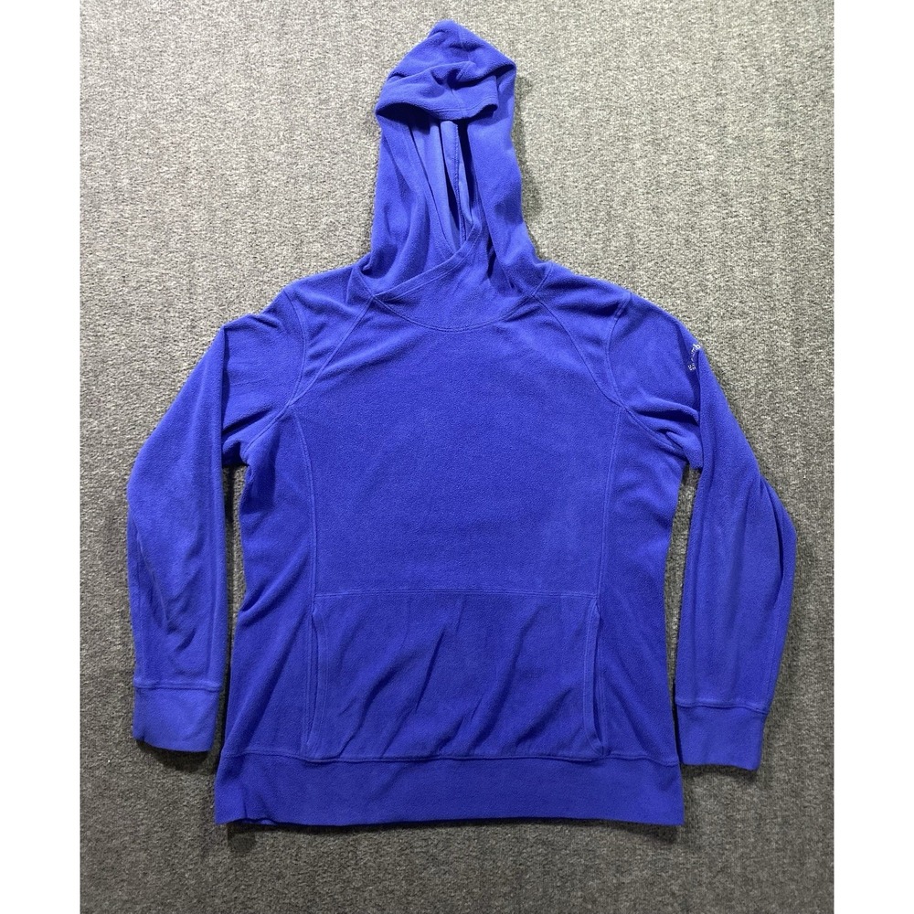 Columbia Blue Fleece Hoodie Pullover Soft Light Poly Span Pockets Size XL